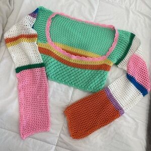 Colorful crochet crop top